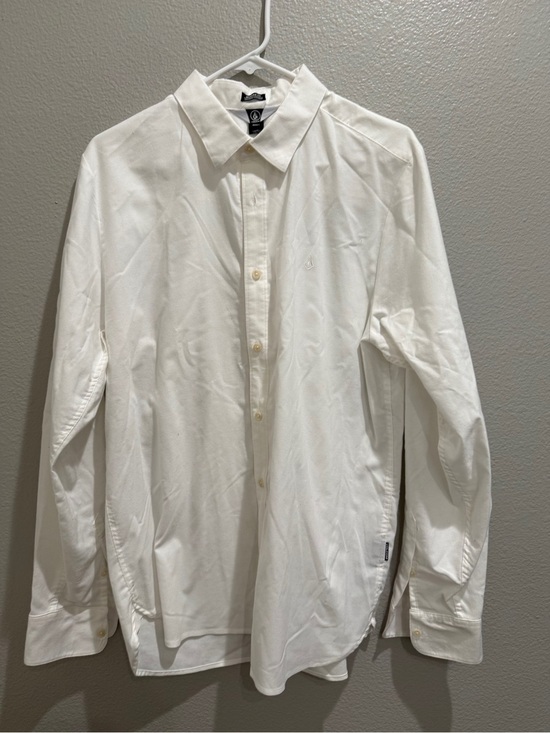 Volcom Other - Volcom Men’s White Button-Down Long Sleeve Shirt Size Large Cotton